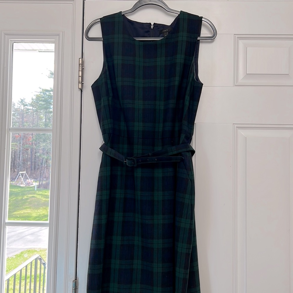 JCREW size 12 navy & green plaid dress! Worn once!